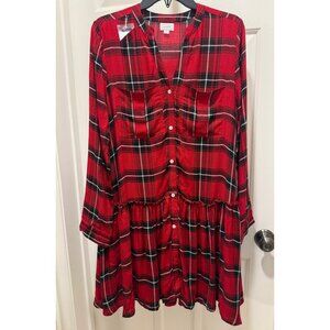 Mud Pie Red black Plaid Decker Dress Small Buffalo plaid NWT game day Christmas